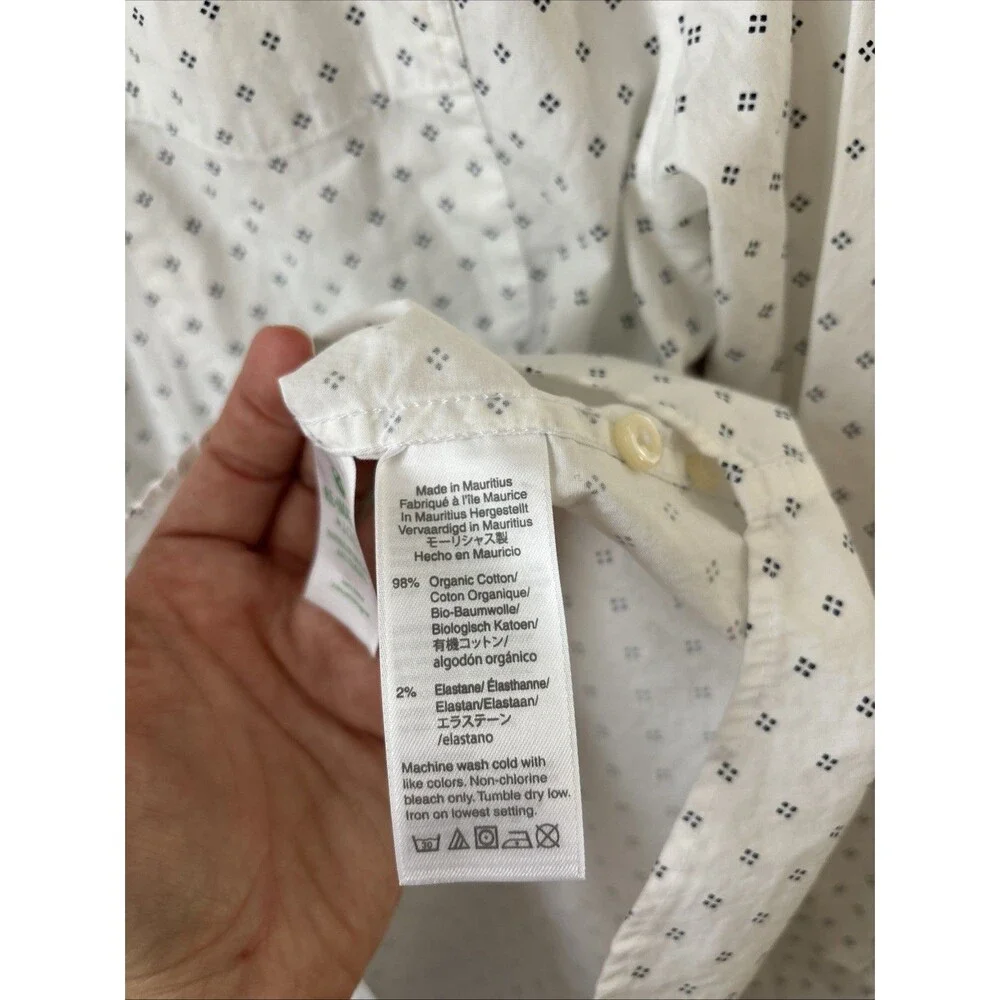 J.Crew Classic Fit Shirt Mens L White Printed Button Up Long Sleeve Cotton